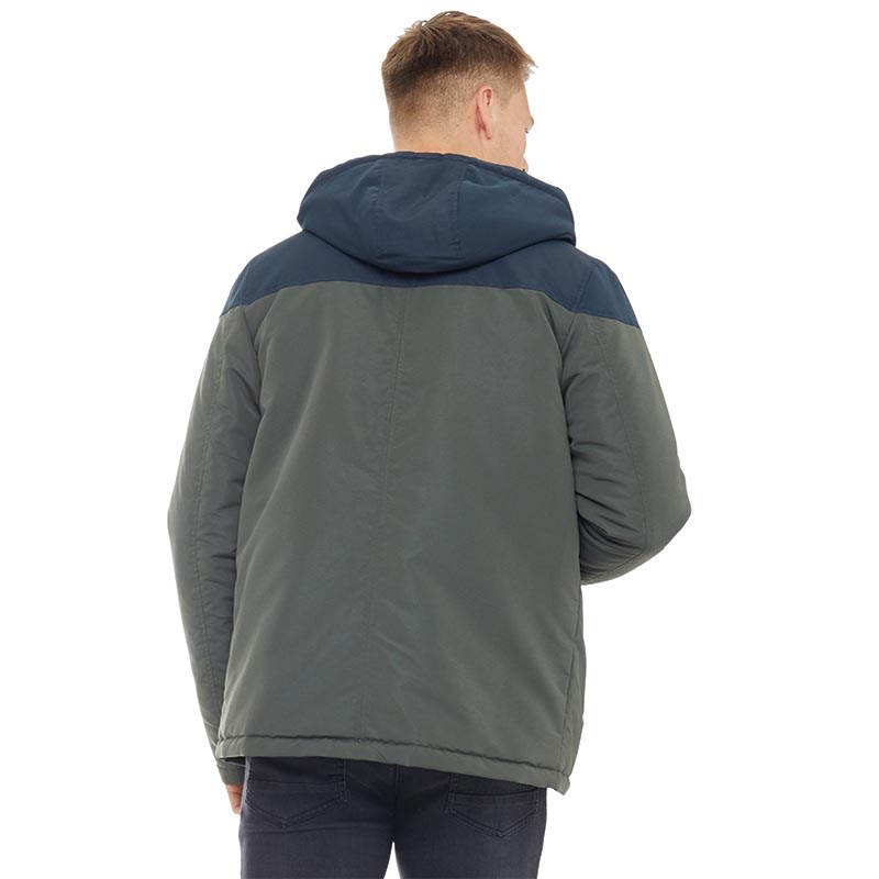 Buy Fluid Mens Hooded Twill Jacket Khaki/Navy