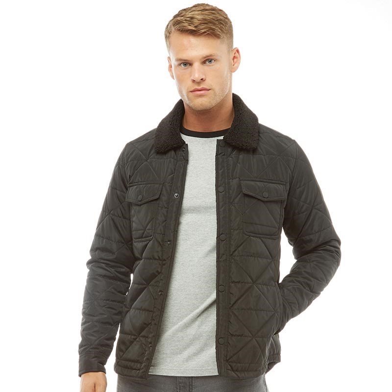 Buy Fluid Mens Quilted Jacket With Collar Black