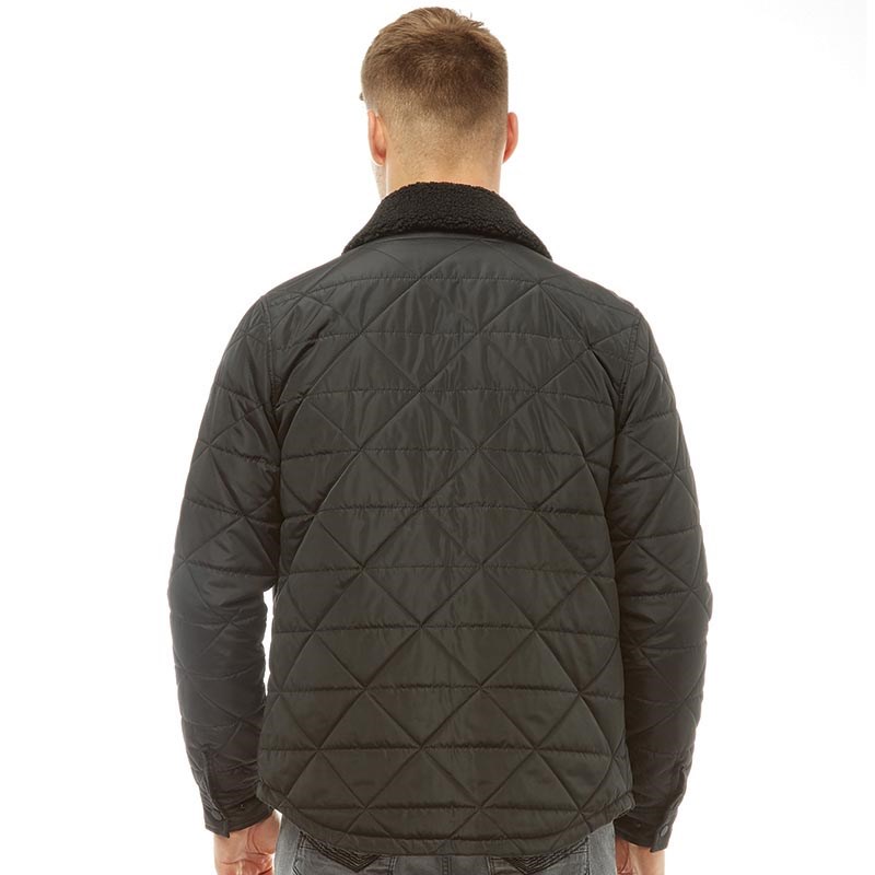 Buy Fluid Mens Quilted Jacket With Collar Black