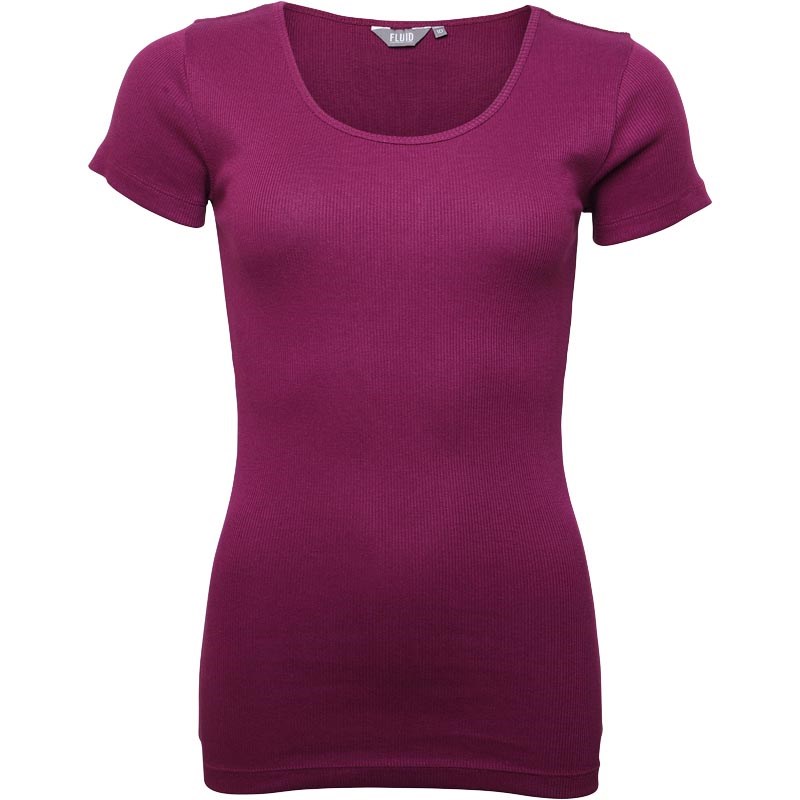 Buy Fluid Womens Ribbed TShirt Plum
