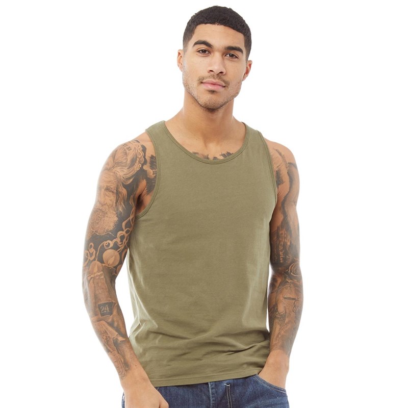 Fluid Heren Muscle Back Vest Kaki