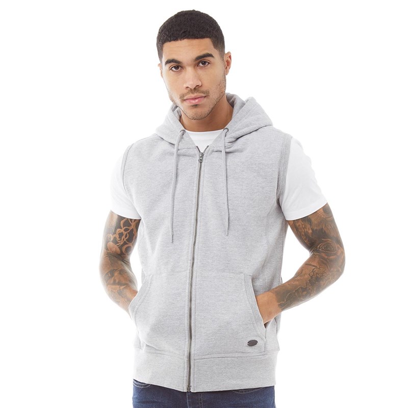 Buy Fluid Mens Fleece Sleeveless Zip Through Hoodie Grey Marl