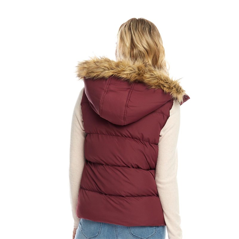Sale > womens body warmer with fur hood > in stock