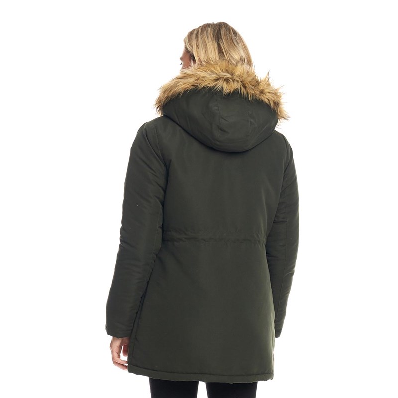Buy Fluid Womens Parka Jacket Dark Khaki