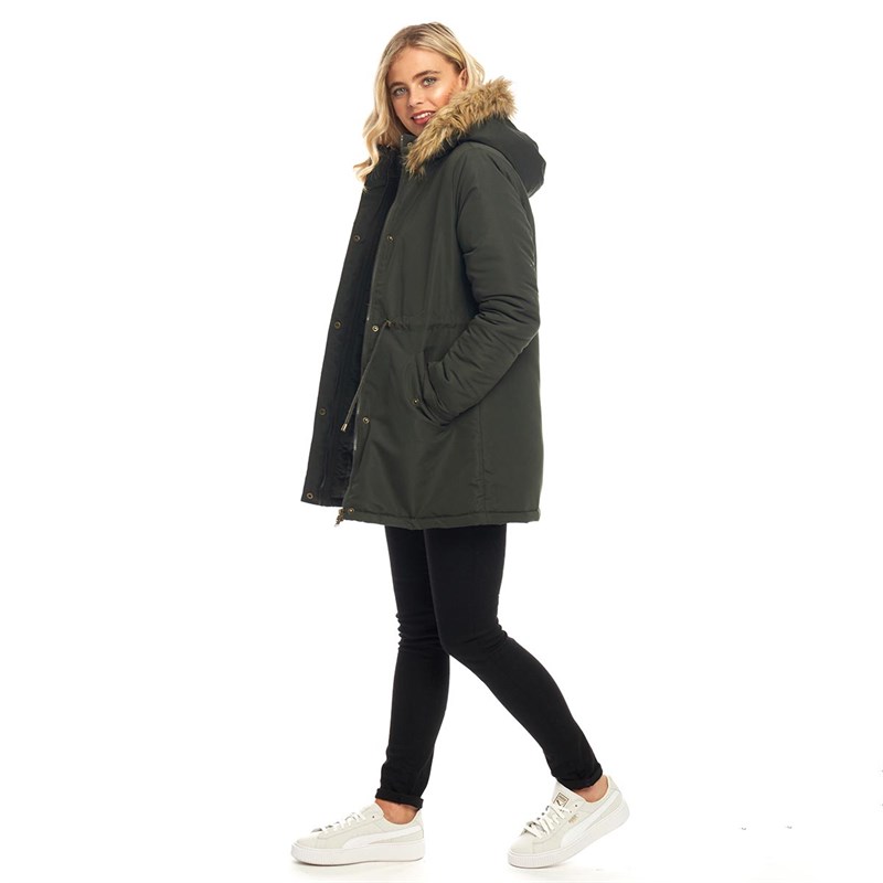 Buy Fluid Womens Parka Jacket Dark Khaki