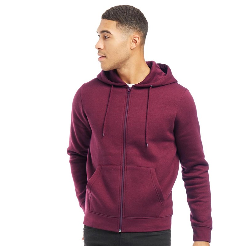 Buy Fluid Mens Basic Zip Fleece Hoodie Burgundy