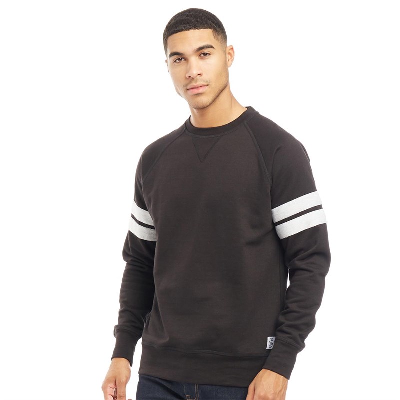 Fluid Heren Gestreept Sweater Zwart