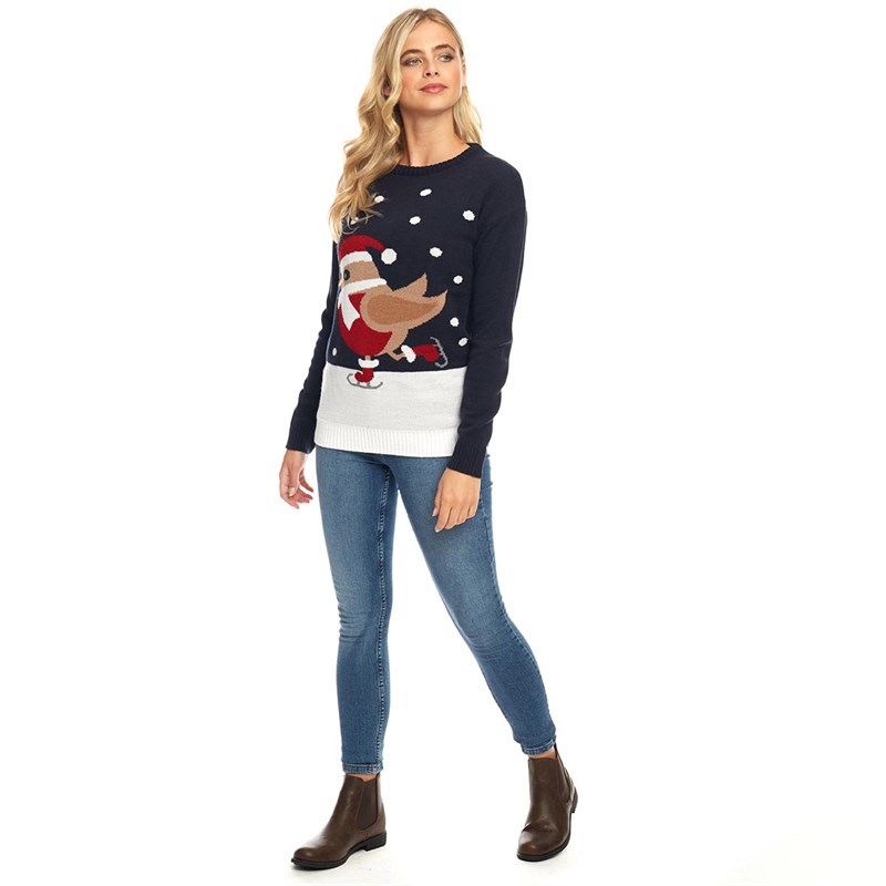 Buy Fluid Womens Christmas Sweater Navy Multi