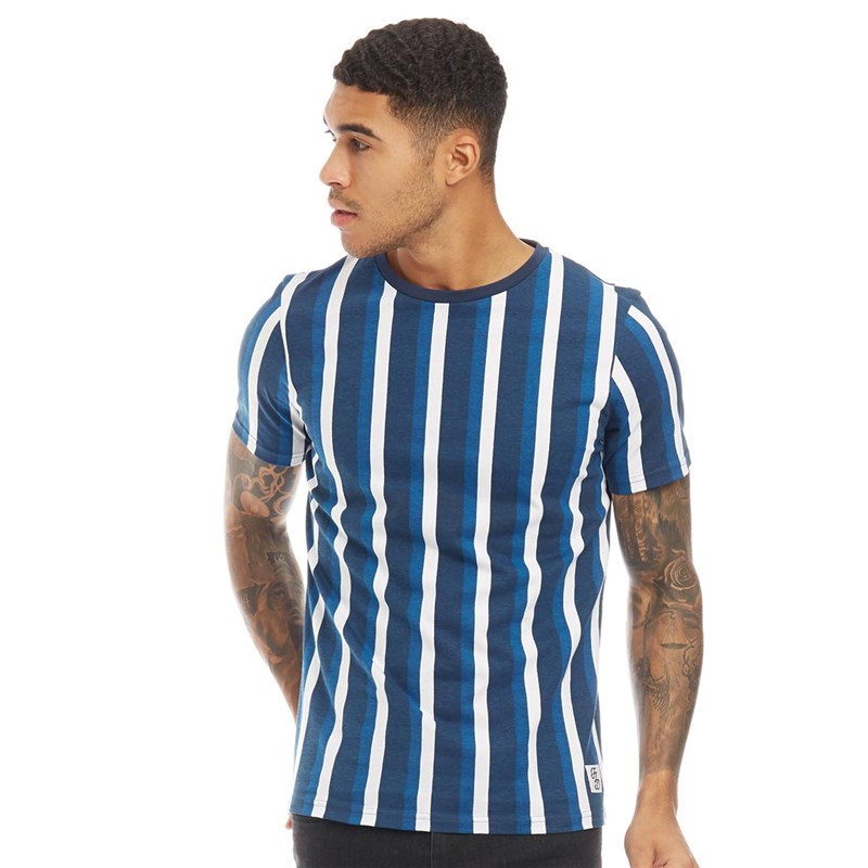 Buy Fluid Mens Vertical Stripe TShirt Navy/Blue/White