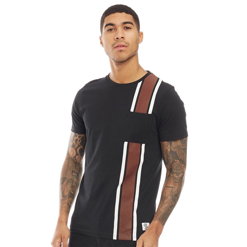 Buy Fluid Mens Vertical Stripe TShirt Black