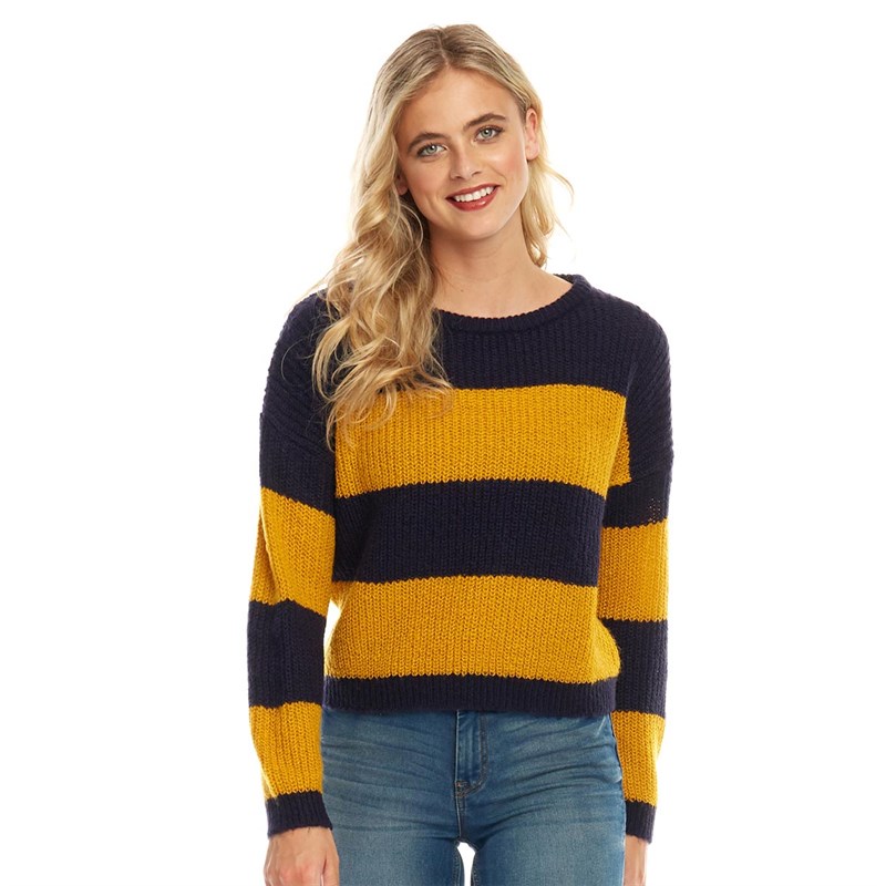 Buy Fluid Womens Striped Sweater Dark Navy/Gold