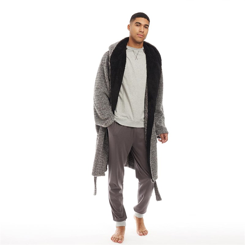 Buy Fluid Mens Hooded Robe Black