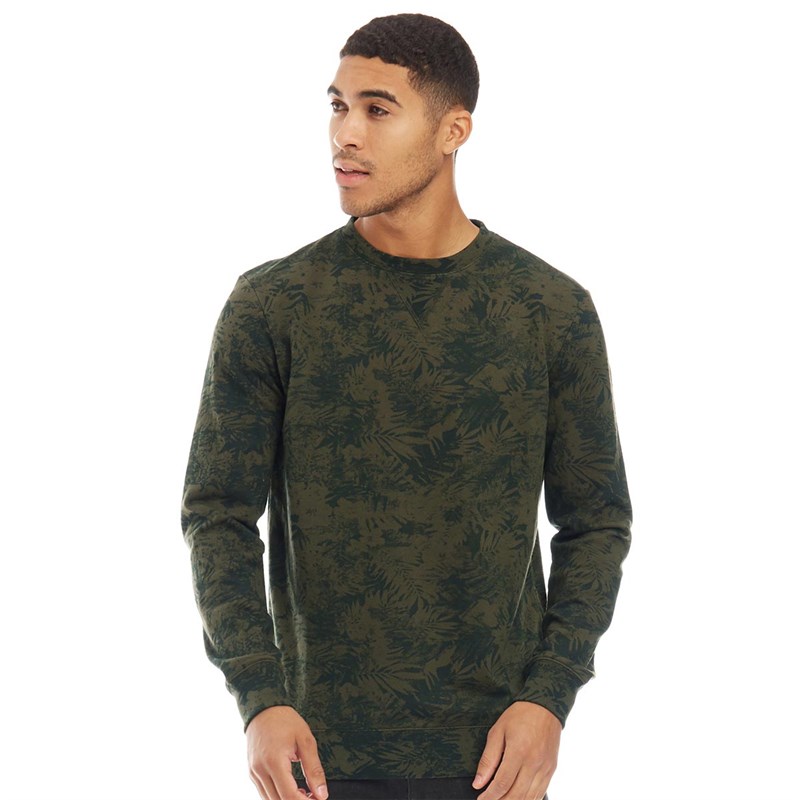 Buy Fluid Mens AOP Crew Neck Sweatshirt Khaki/Multi