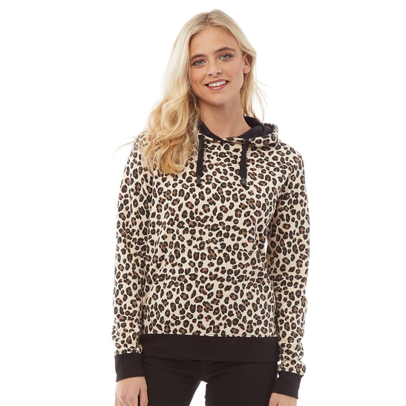 Buy Fluid Womens Leopard Print Hoodie Brown/Black