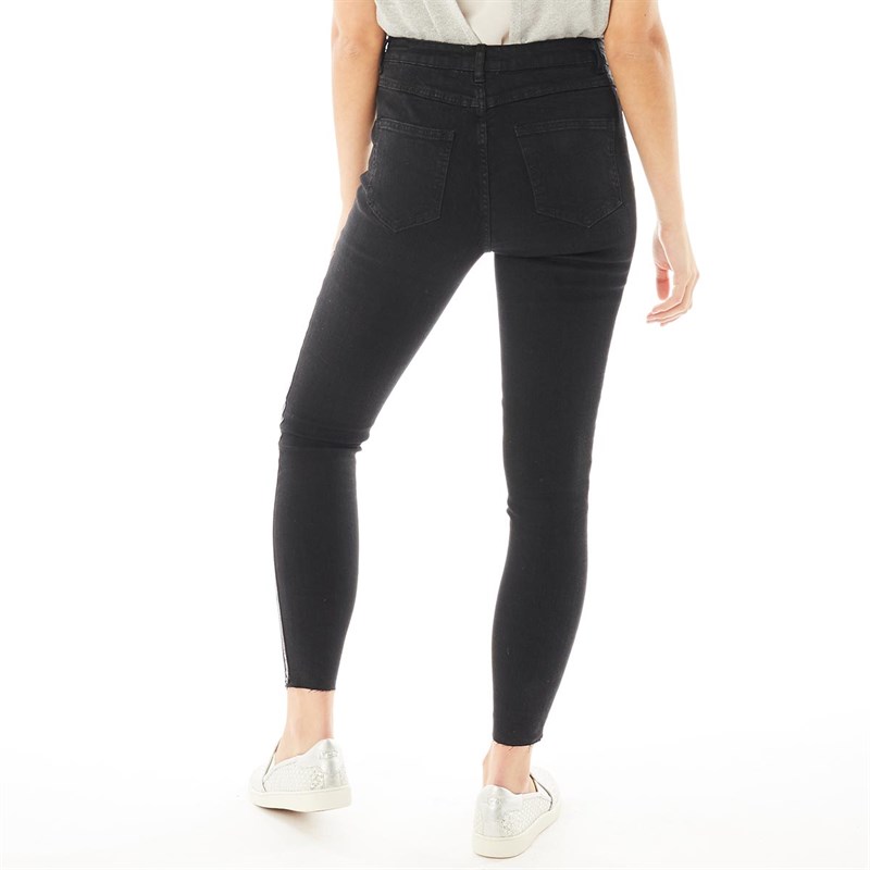 Buy Fluid Womens Glitter Stripe Skinny Jeans Black