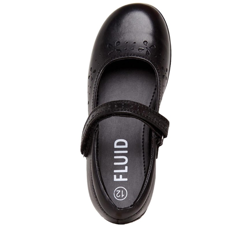 Buy Fluid Girls Leather Velcro Strap Shoes Black
