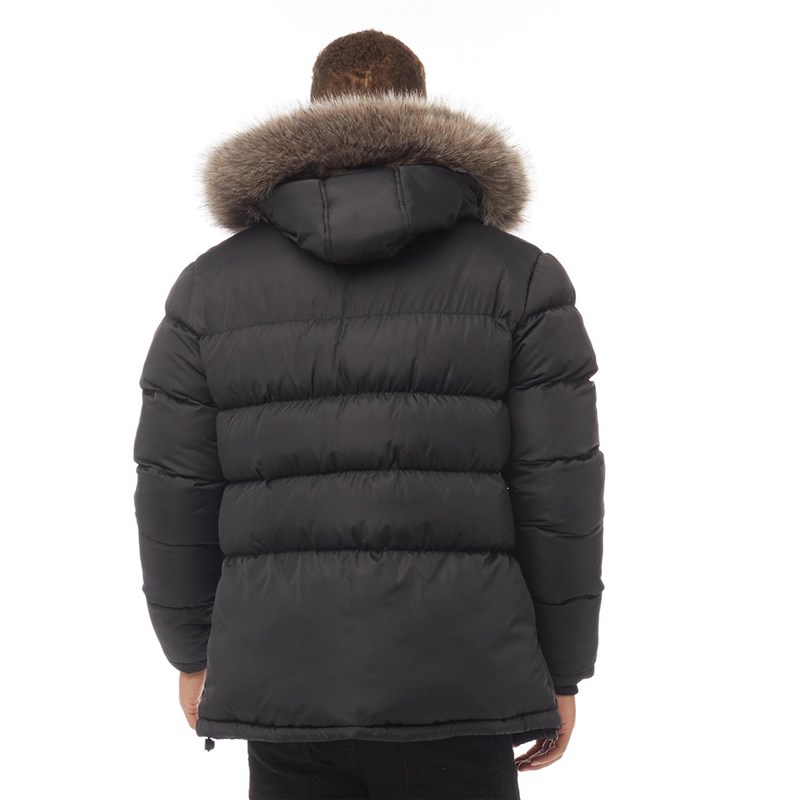 Buy Fluid Mens Fur Hood Puffer Jacket Black