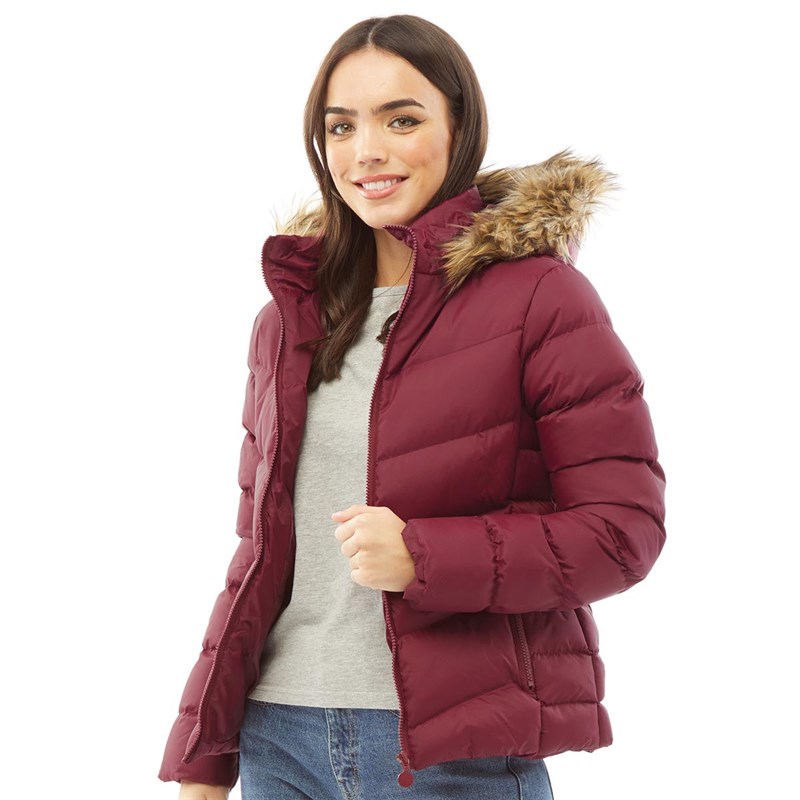 Buy Fluid Womens Hooded Puffer Jacket Berry