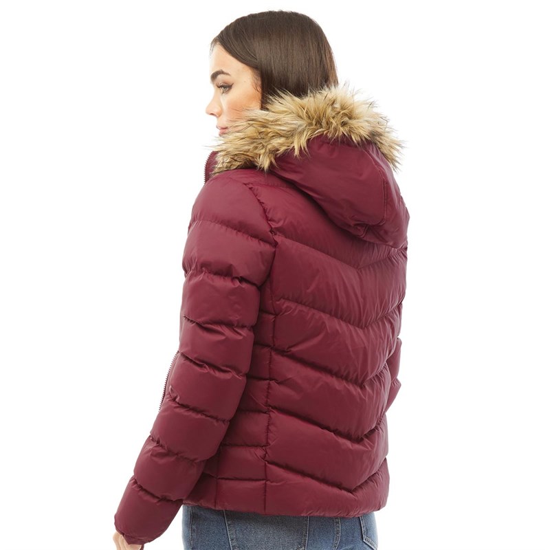 Buy Fluid Womens Hooded Puffer Jacket Berry