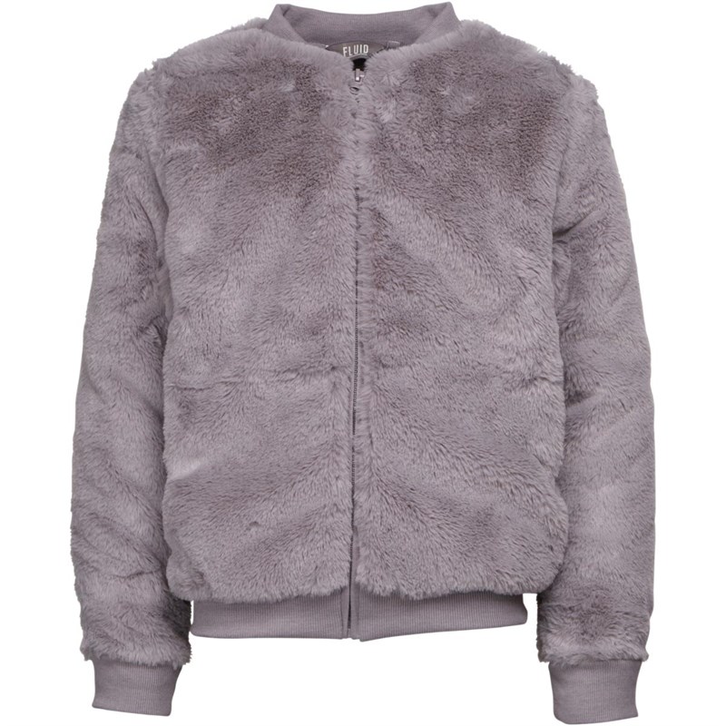 Buy Fluid Girls Faux Fur Bomber Jacket Grey