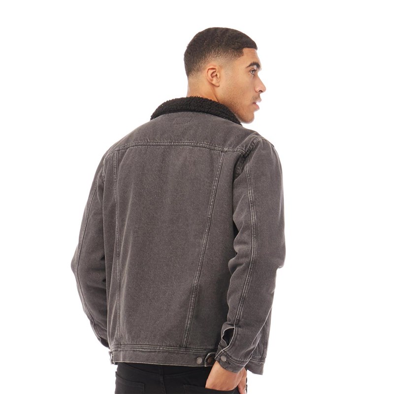 Buy Fluid Mens Sherpa Lined Denim Jacket Black