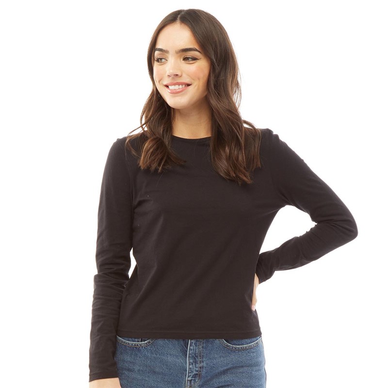 Buy Fluid Womens Scoop Neck Long Sleeve Top Black