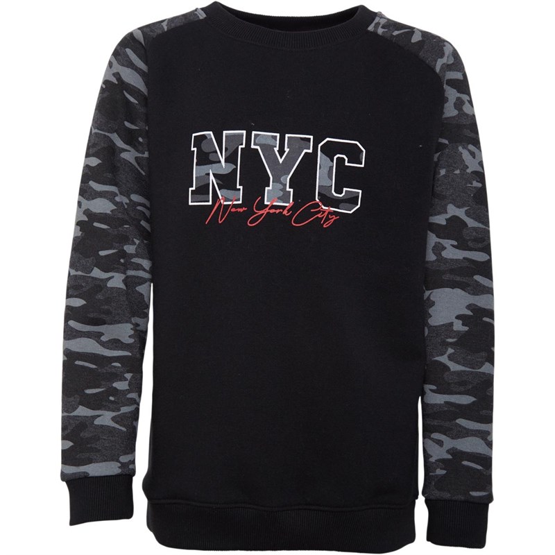 Buy Fluid Junior Boys Camo Sleeve Sweatshirt Black/Camo