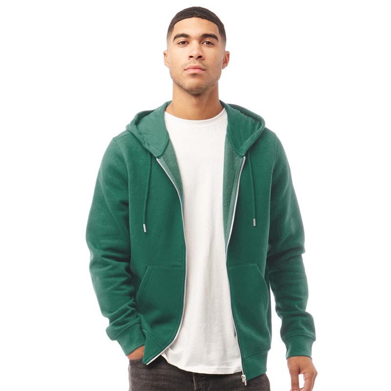 Buy Fluid Mens Cotton/Recycled Polyester Zip Through Hoodie Teal Green