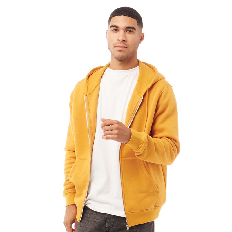 Buy Fluid Mens Cotton/Recycled Polyester Zip Through Hoodie Yellow