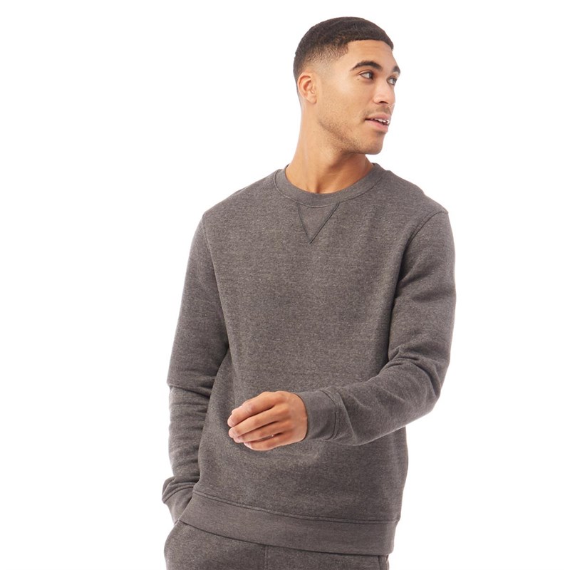 Buy Fluid Mens Cotton/Recycled Polyester Crew Neck Sweatshirt Charcoal Marl