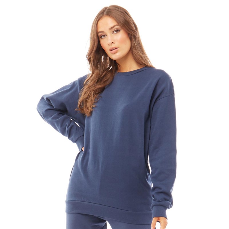 Buy Fluid Womens Cotton/Recycled Polyester Crew Neck Sweatshirt Navy