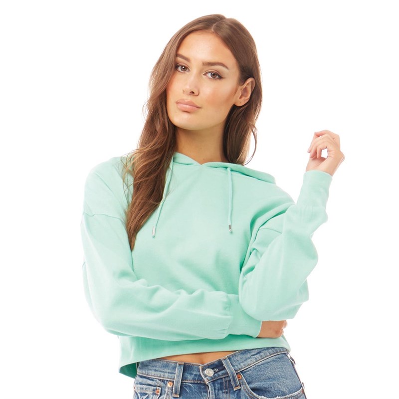 Buy Fluid Womens Cotton/Recycled Polyester Cropped Hoodie Mint Green
