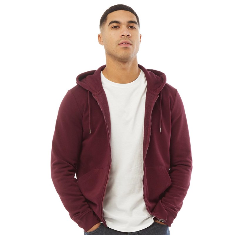 Buy Fluid Mens Zip Through Fleece Hoodie Burgundy