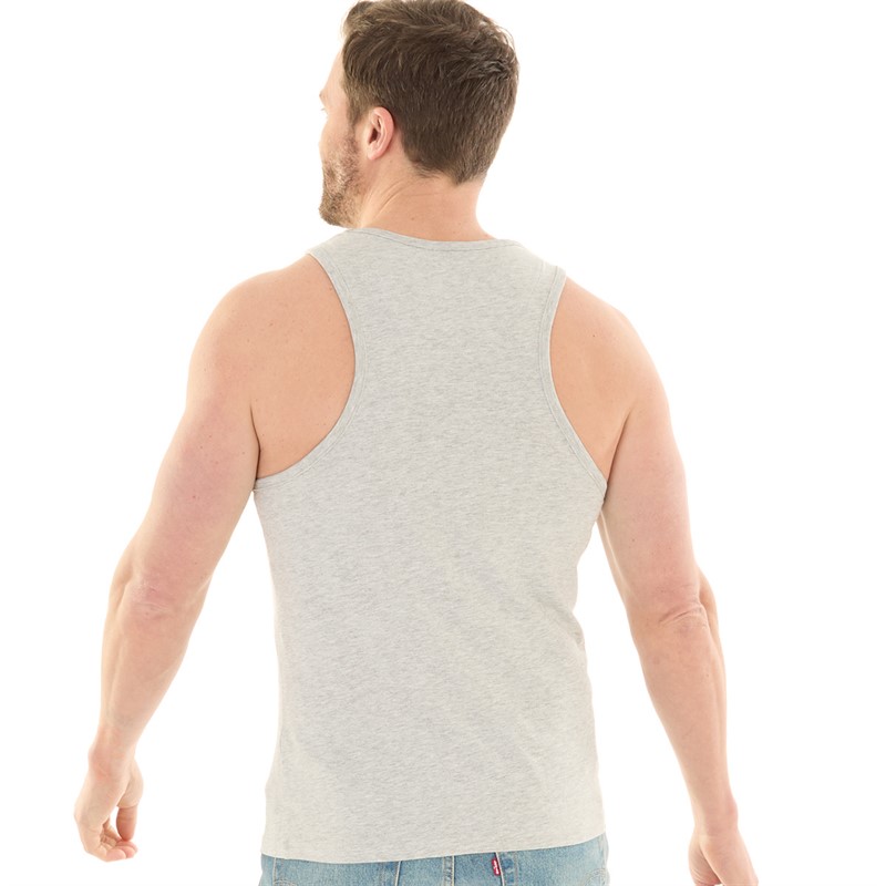 Fluid Heren Plain Muscle Back Vest Gemeleerd Grijs