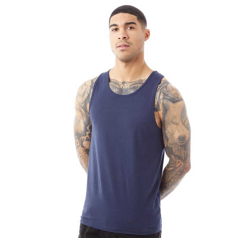 Buy Fluid Mens Plain Muscle Back Vest Navy