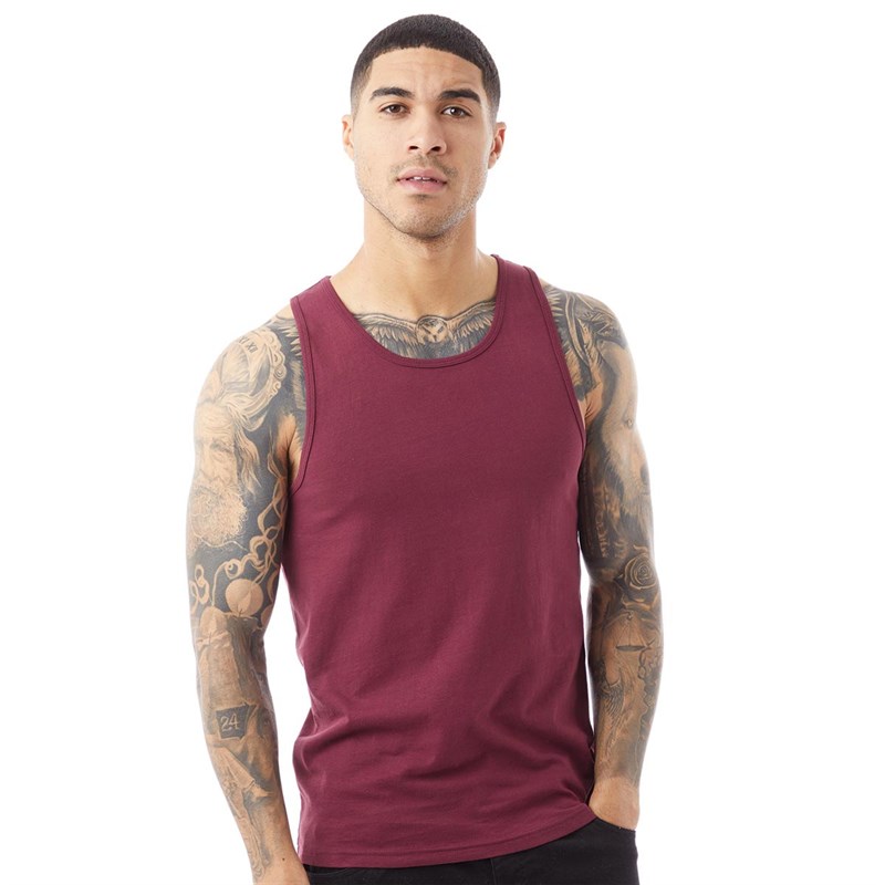 Fluid Heren Plain Muscle Back Vest Bordeauxrood