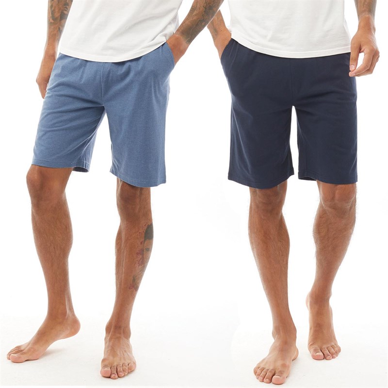 Buy Fluid Mens Jersey Two Pack Pyjama Shorts Blue/Navy