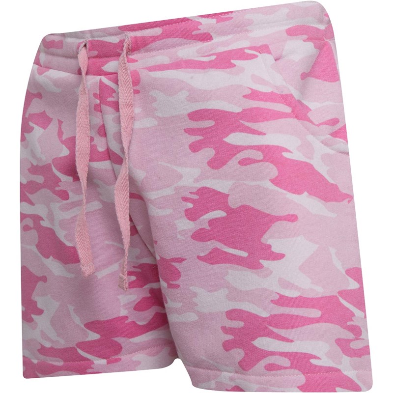 Buy Fluid Junior Camo Print Fleece Shorts Pink Camo