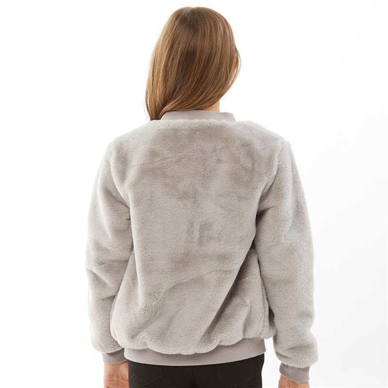 Buy Fluid Girls Faux Fur Bomber Jacket Grey