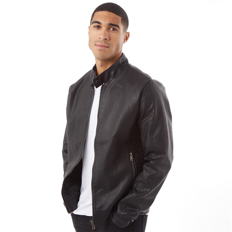 Buy Fluid Mens Faux Leather Jacket Black