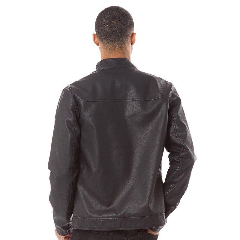 Buy Fluid Mens Faux Leather Jacket Black