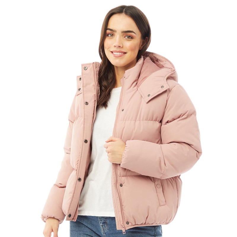 Buy Fluid Womens Hooded Puffer Jacket Dusky Pink