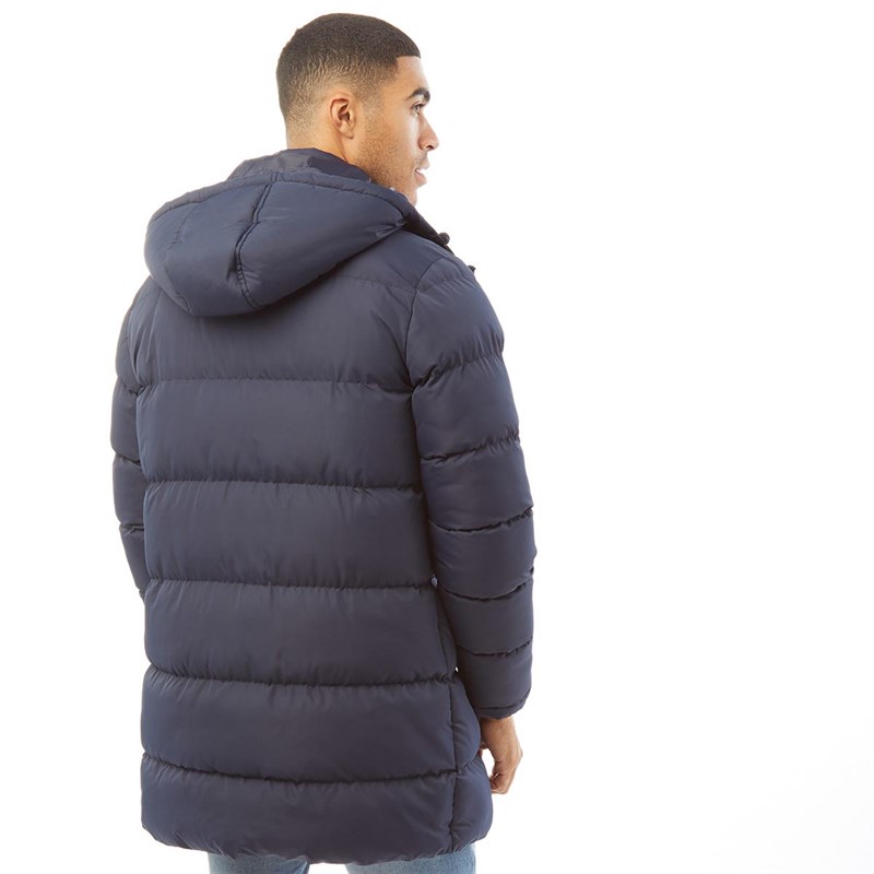 Buy Fluid Mens Mid Length Hooded Puffer Jacket Navy
