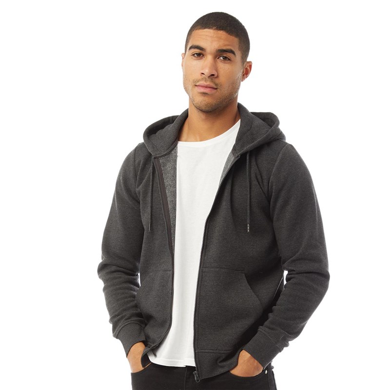 Buy Fluid Mens Zip Through Fleece Hoodie Charcoal Marl