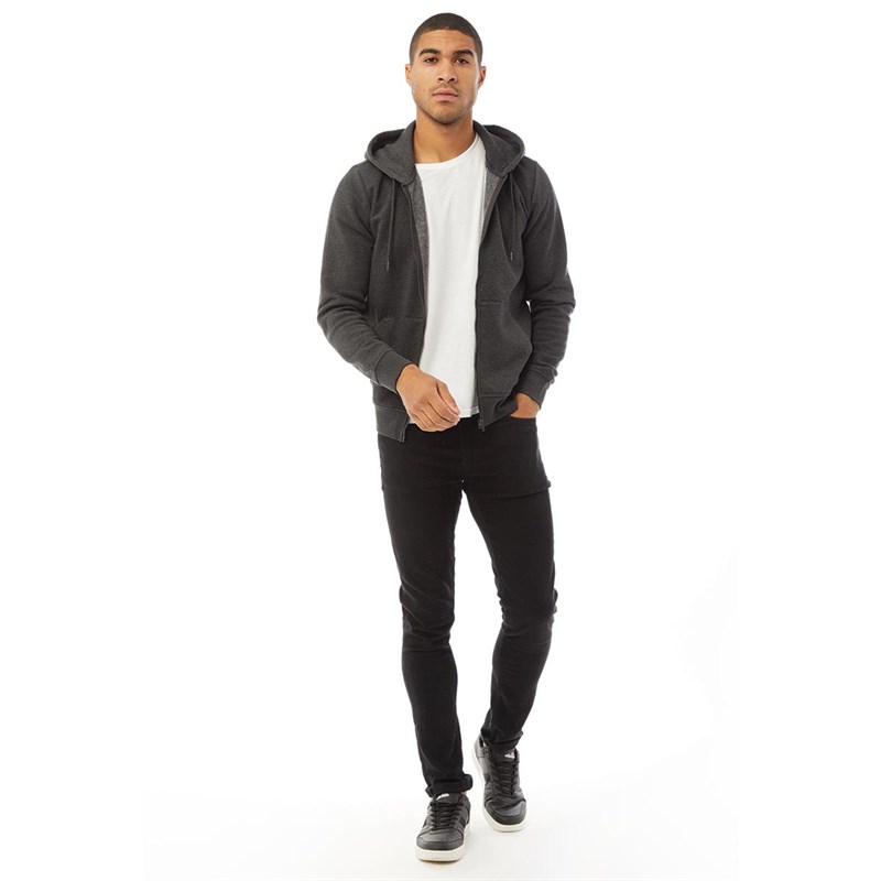 Buy Fluid Mens Zip Through Fleece Hoodie Charcoal Marl