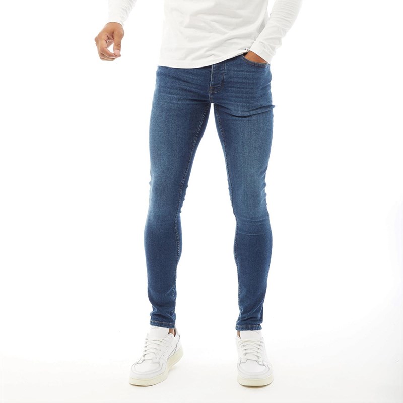 Fluid Herren Skinny Jeans Mittelblau