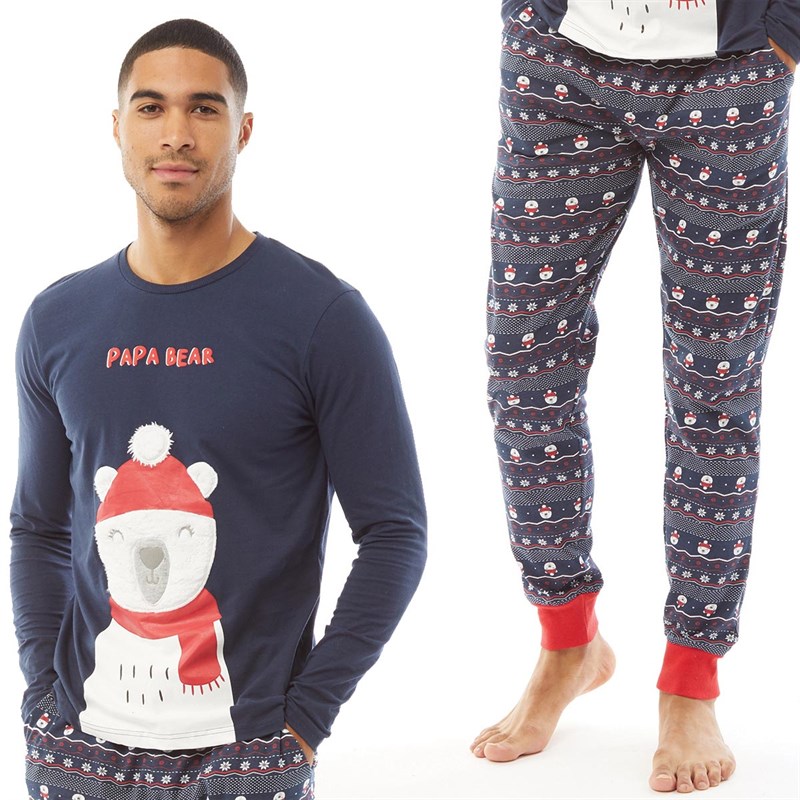 Buy Fluid Mens Christmas Family Pyjama Set Navy/Red