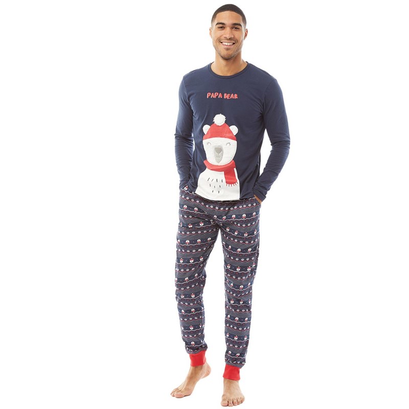 Buy Fluid Mens Christmas Family Pyjama Set Navy/Red