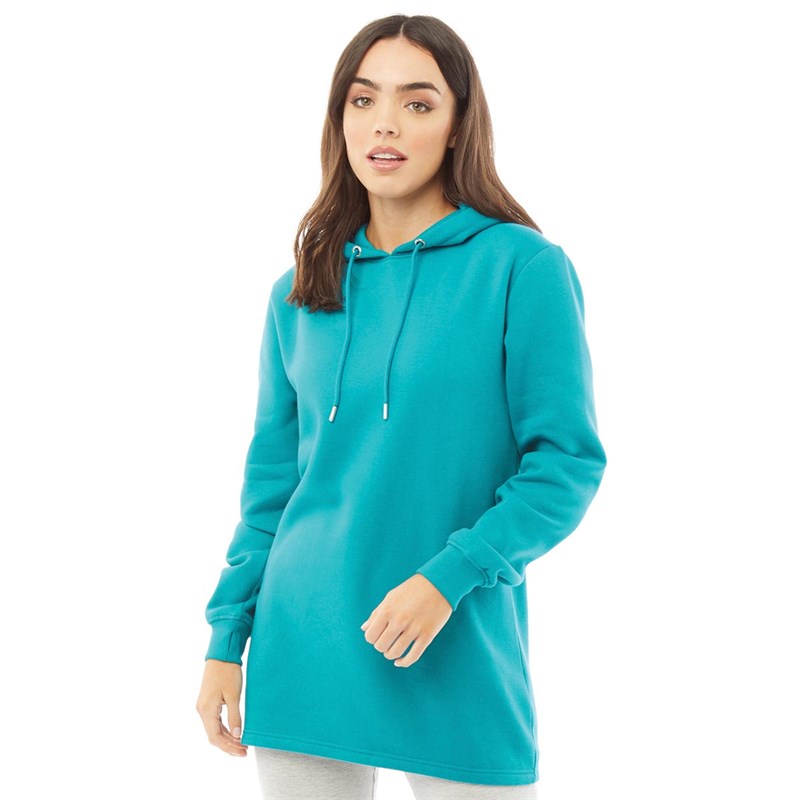 Buy Fluid Womens Longline Hoodie Teal
