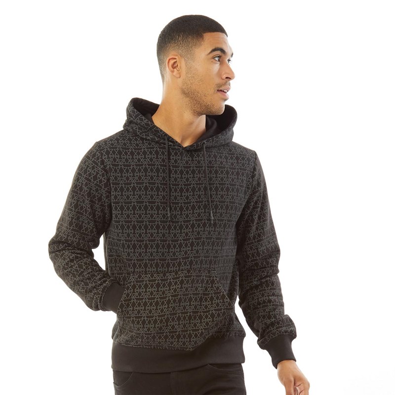 Buy Fluid Mens Printed Hoodie Black/Grey
